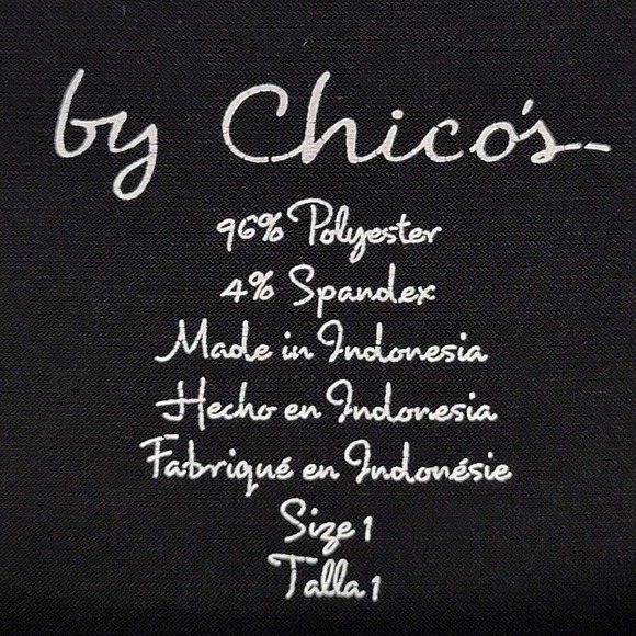 Chicos Tunic Size 1 US 8 Lace Up Side Top Black Stretch Knit 3/4 Sleeve - Picture 4 of 8